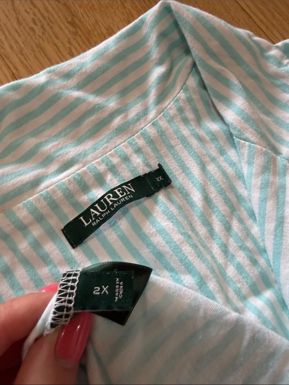 Lauren Ralph Lauren Striped Logo Pajama Short Set Sz 2X
